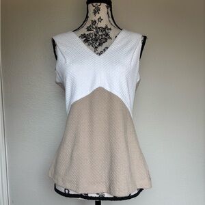 Calvin Klein White and Tan Sleeveless Blouse